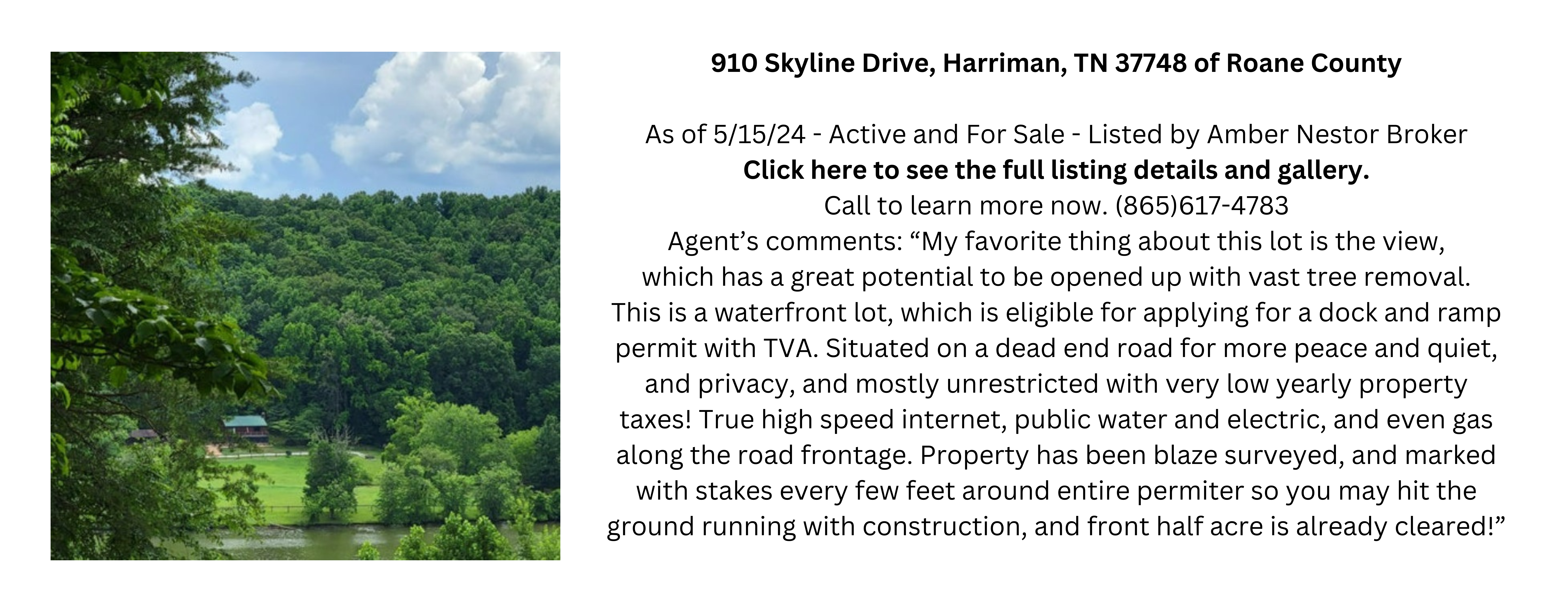 real estate agent near me Amber Nestor REALTOR Kingston Rockwood Harriman Ten Mile Loudon Tennessee Roane County TN 865-617-4783 Trillium Cascade LLC