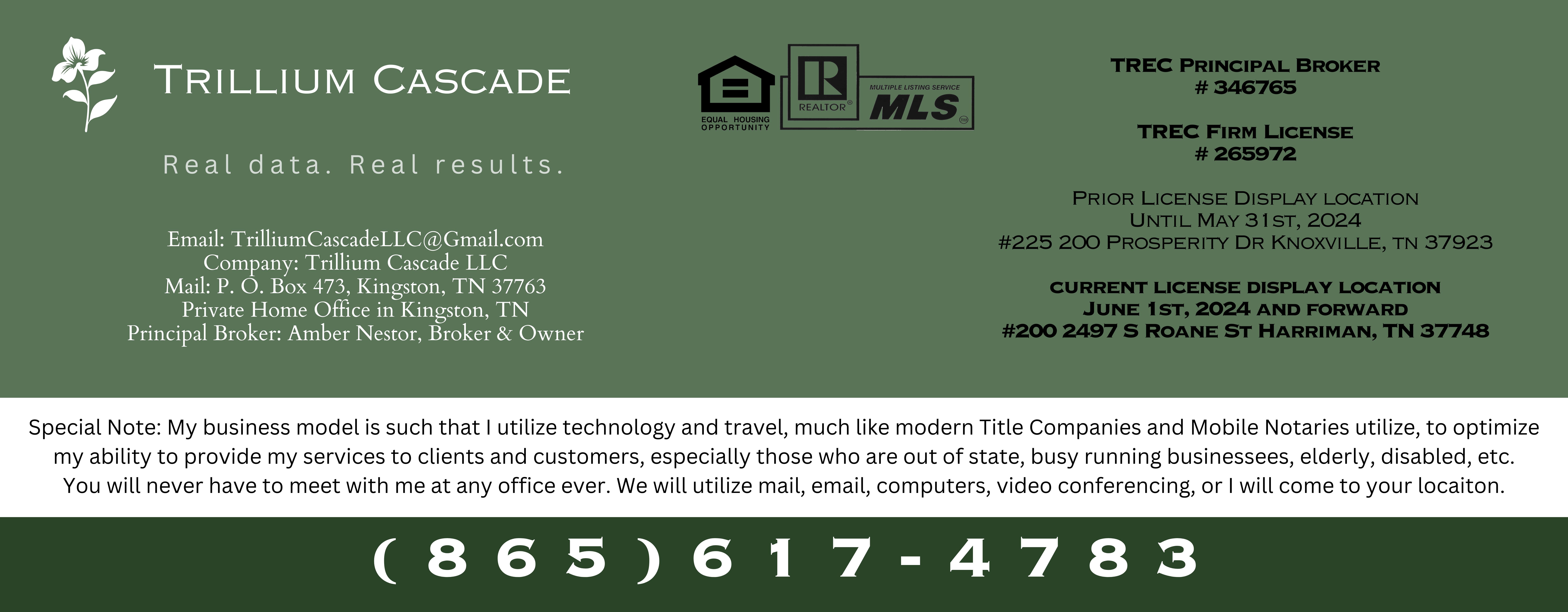 real estate agent near me Amber Nestor REALTOR Kingston Rockwood Harriman Ten Mile Loudon Tennessee Roane County TN 865-617-4783 Trillium Cascade LLC